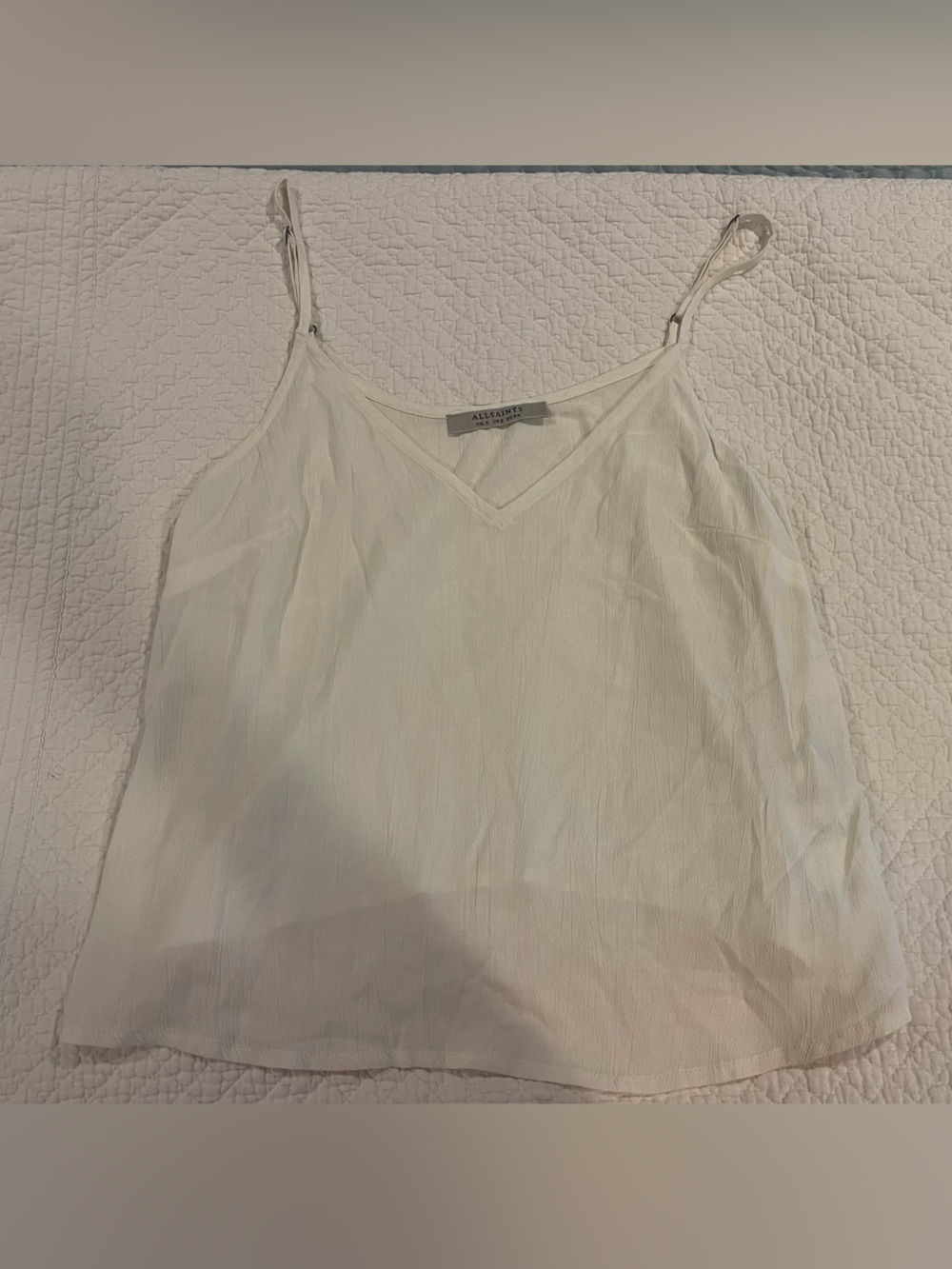 All Saints Ari Cami 100% Viscose White Adjustable Sheer Sz 2 US 6 UK Tank Top